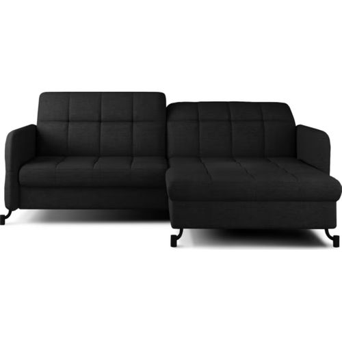 Canapé D'angle Convertible En Tissu Noir Luxe 3-4 Places Loro, Angle Droit