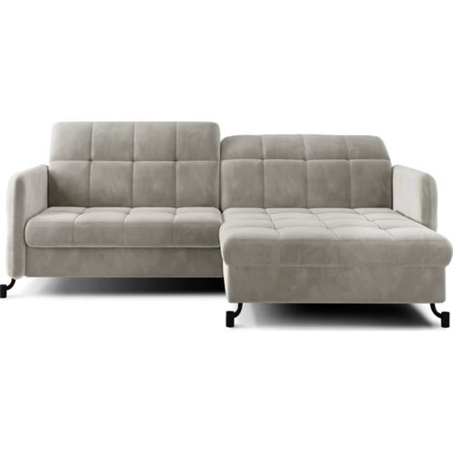 Canapé D'angle Convertible En Velours Beige Luxe 3-4 Places Loro, Angle Gauche