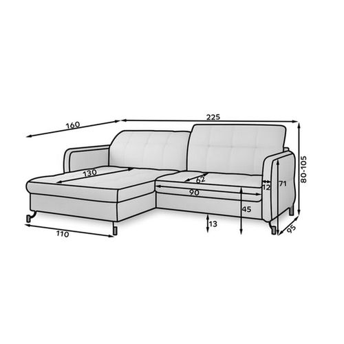 Canapé D'angle Convertible En Velours Gris Foncé Luxe 3-4 Places Loro, Angle Gauche