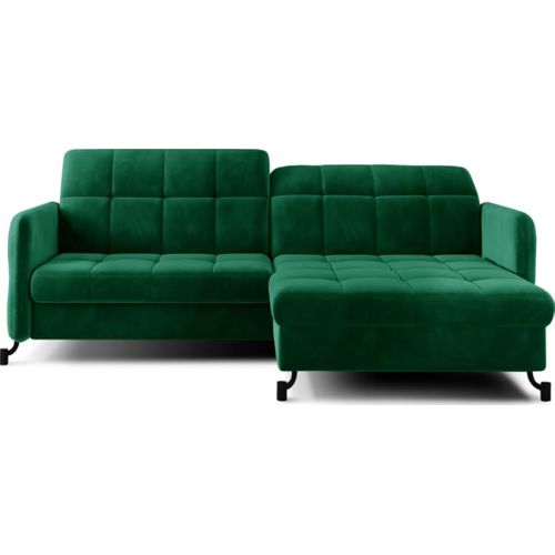 Canapé D'angle Convertible En Velours Vert Foncé Luxe 3-4 Places Loro, Angle Droit