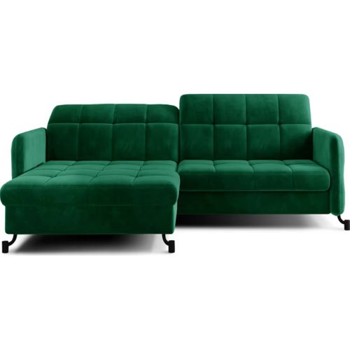 Canapé D'angle Convertible En Velours Vert Foncé Luxe 3-4 Places Loro, Angle Gauche