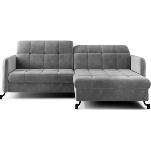 Canapé D'angle Convertible En Velours Gris Luxe 3-4 Places Loro, Angle Droit