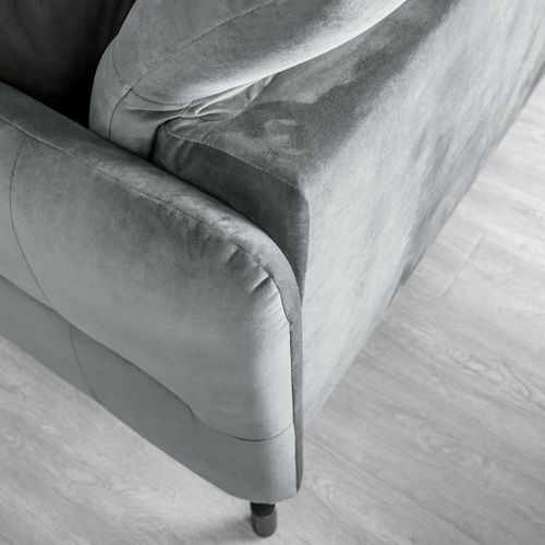 Canapé D'angle Convertible En Velours Gris Luxe 3-4 Places Loro, Angle Droit