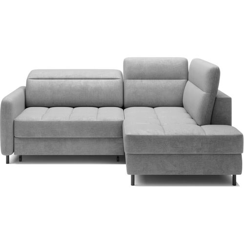 Canapé D'angle Convertible En Velours Gris Luxe 3 Places Bartoli, Angle Droit