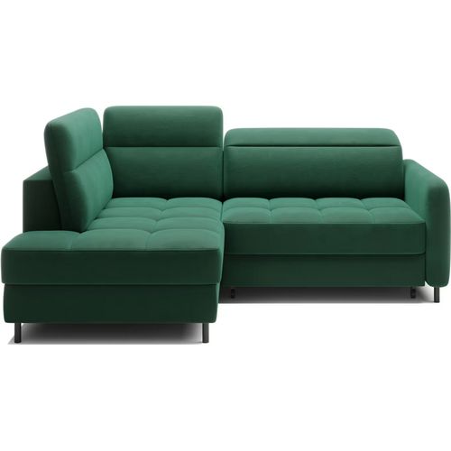 Canapé D'angle Convertible En Velours Vert Luxe 3 Places Bartoli, Angle Gauche