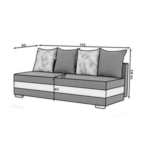 Canapé 3 Places Convertible Tissu Gris Et Simili Noir, Coffre, Calin