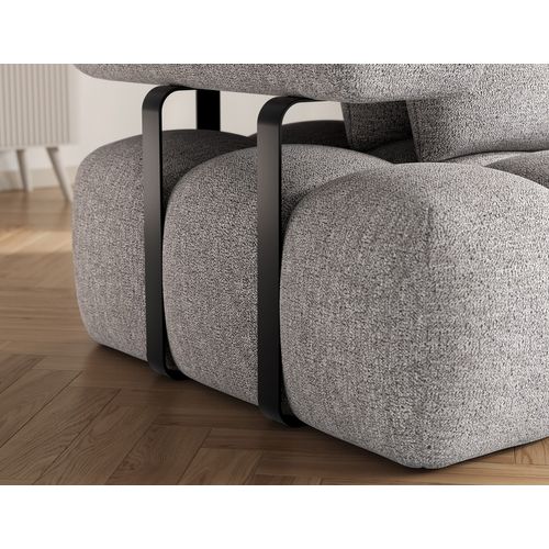 Canapé D'angle Convertible En Tissu Luxe Gris 5 Places Leoni, Angle Droit
