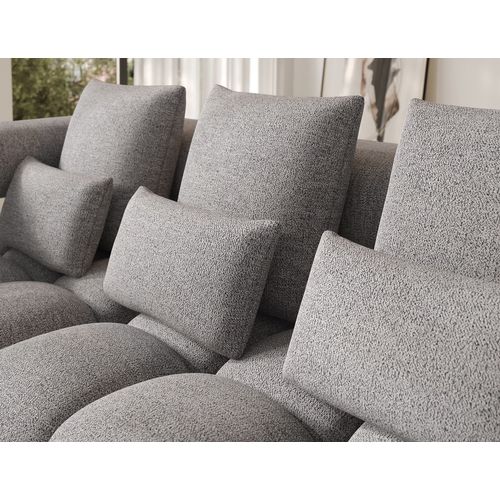Canapé D'angle Convertible En Tissu Luxe Gris 5 Places Leoni, Angle Gauche