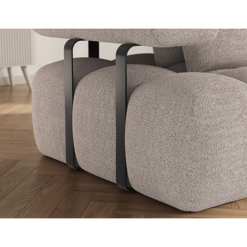 Canapé D'angle Convertible En Tissu Bouclette Beige Luxe 5 Places Leoni, Angle Droit