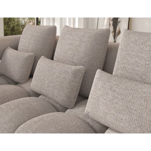 Canapé D'angle Convertible En Tissu Bouclette Beige Luxe 5 Places Leoni, Angle Gauche