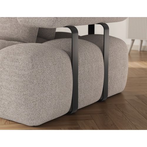 Canapé D'angle Convertible En Tissu Bouclette Beige Luxe 5 Places Leoni, Angle Gauche