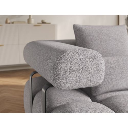 Canapé D'angle Convertible En Tissu Très Doux Luxe Gris 5 Places Leoni, Angle Droit