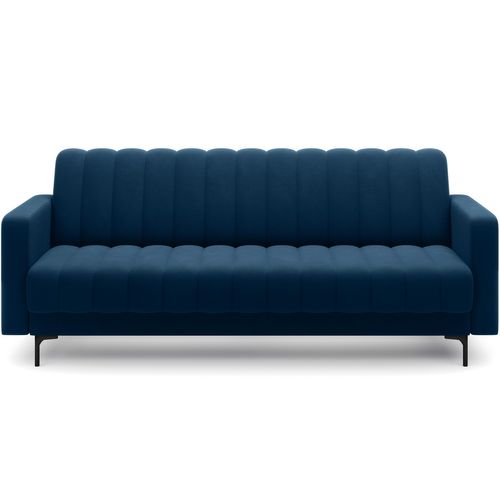 Canapé 3 Places Convertible Velours Luxe Bleu Foncé, Coffre, Ronsard