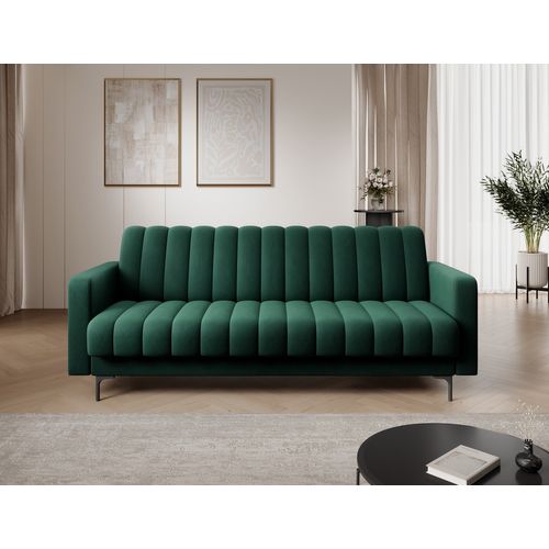 Canapé 3 Places Convertible Velours Luxe Vert, Coffre, Ronsard