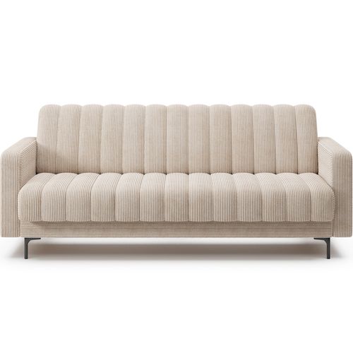 Canapé 3 Places Convertible Velours Côtelé  Beige, Coffre, Ronsard