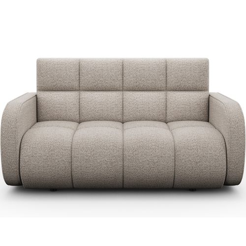 Canapé 2 Places Convertible Tissu Bouclette Beige, Coffre, Devon