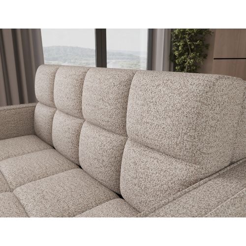 Canapé 2 Places Convertible Tissu Bouclette Beige, Coffre, Devon