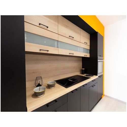 Meuble Haut Slim De Cuisine Lovia Noir Mat 1 Porte Relevable L 90 Cm