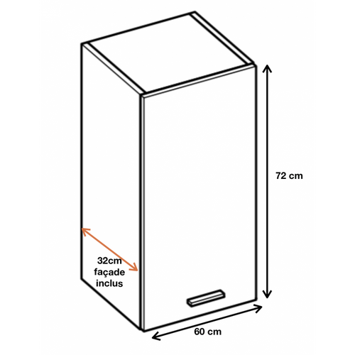 Meuble Haut De Cuisine Lovia Noir Mat 1 Porte L 60 Cm