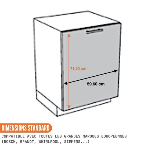 Façade Pour Lave-vaisselle Tout Intégrable Lovia Noir Mat L 60 Cm