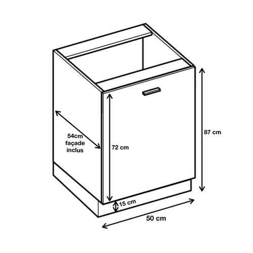 Meuble Bas De Cuisine Lovia Noir Mat 1 Porte L 50 Cm