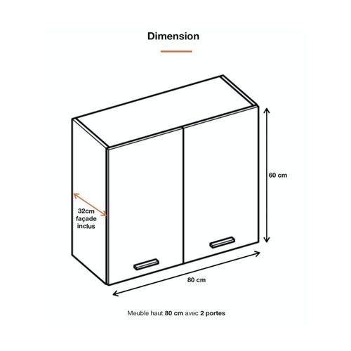 Meuble Haut De Cuisine Eco Blanc 2 Portes L 80 Cm