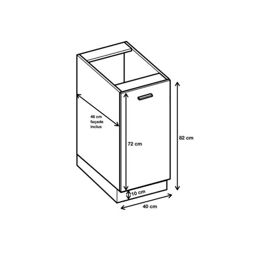 Meuble Bas De Cuisine Eco Blanc 1 Porte L 40 Cm