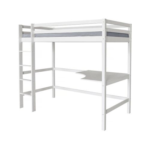 Lit Enfant Mezzanine Avec Echelle Réversible Et Bureau "angéla" 90 X 190 Cm - Blanc
