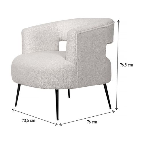 Fauteuil En Tissu Bouclette "iris" - Blanc