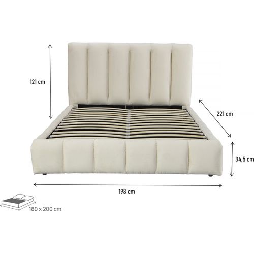 Lit En Tissu Bubble Avec Coffre "annie" 180 X 200 Cm - Beige