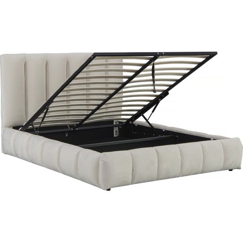 Lit En Tissu Bubble Avec Coffre "annie" 180 X 200 Cm - Beige