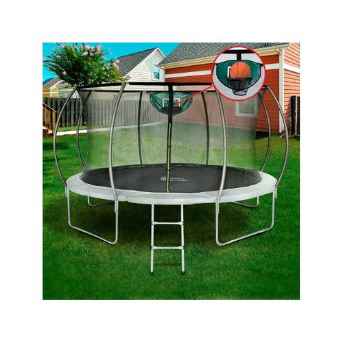 Trampoline Avec Filet Intérieur "jumper" - D. 4,25 M - Gris