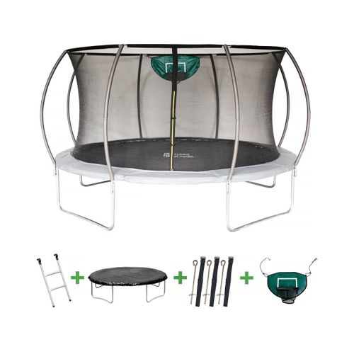 Trampoline Avec Filet Intérieur "jumper" - D. 4,25 M - Gris