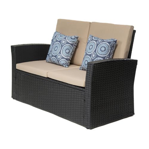 Ensemble De Meubles De Terrasse "ilana" - 4 Pièces - Osier - Noir