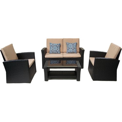 Ensemble De Meubles De Terrasse "ilana" - 4 Pièces - Osier - Noir