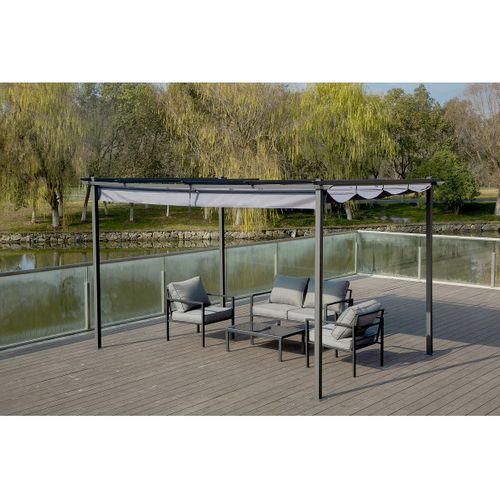 Pergola En Aluminium Avec Toit Rétractable - 3 X 4 M - Gris Anthracite