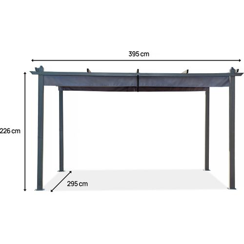 Pergola En Aluminium Avec Toit Rétractable - 3 X 4 M - Gris Anthracite