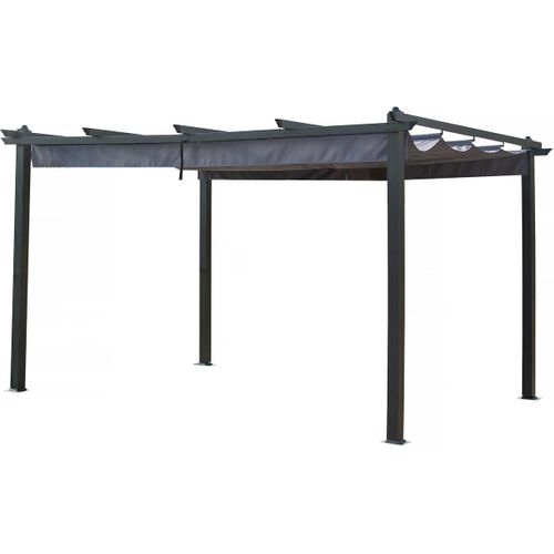 Pergola En Aluminium Avec Toit Rétractable - 3 X 4 M - Gris Anthracite