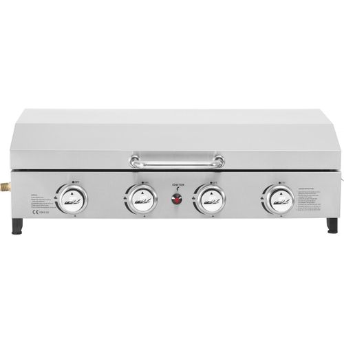 Plancha Gaz 4 Bruleurs Avec Couvercle "fasto" - 10 Kw - Gris
