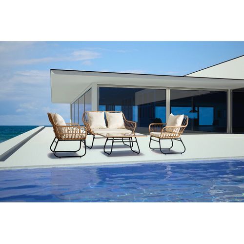 Salon De Jardin Rotin "melo" - 4 Personnes - Blanc/marron