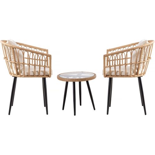 Salon De Jardin Rotin "vela" - 2 Places - Marron