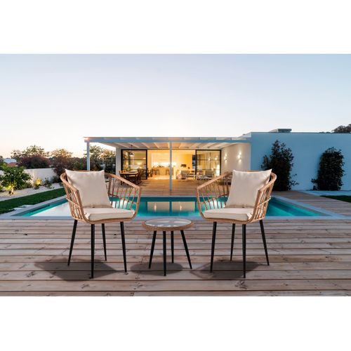 Salon De Jardin Rotin "vela" - 2 Places - Marron