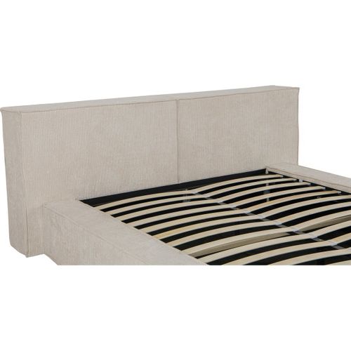 Lit Coffre En Velours Côtelé "courchevel" - 160 X 200 Cm - Beige