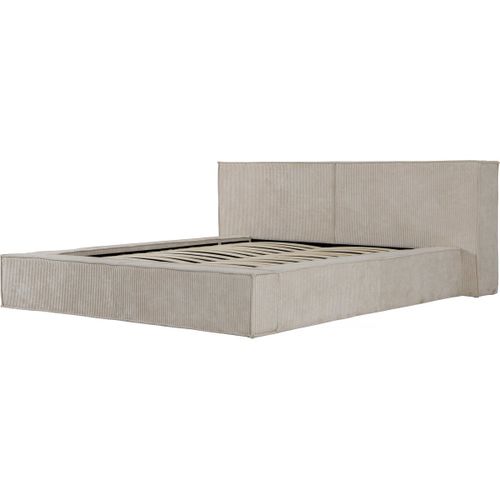 Lit Coffre En Velours Côtelé "courchevel" - 180 X 200 Cm - Beige