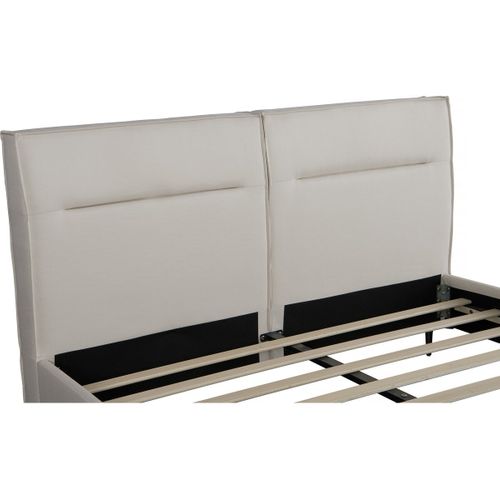 Lit Double En Tissu Design "moritz" - 140 X 190 Cm - Beige