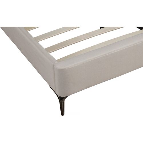 Lit Double En Tissu Capitonné " Aspen" 140 X 190 Cm - Beige