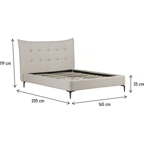 Lit Double En Tissu Capitonné " Aspen" 140 X 190 Cm - Beige