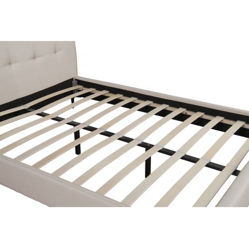 Lit Double En Tissu Capitonné " Aspen" 140 X 190 Cm - Beige