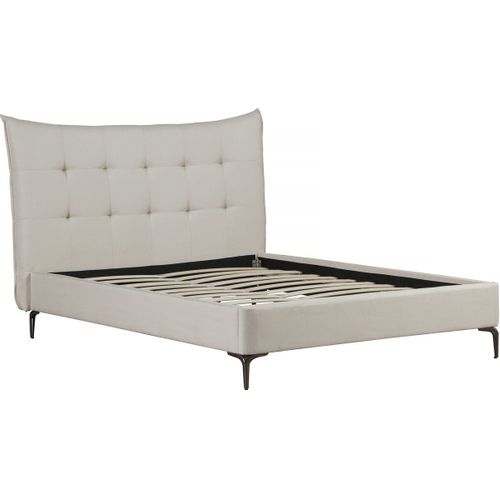 Lit Double En Tissu Capitonné " Aspen" 160 X 200 Cm - Beige