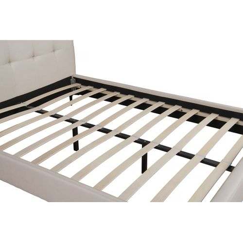 Lit Double En Tissu Capitonné " Aspen" 160 X 200 Cm - Beige